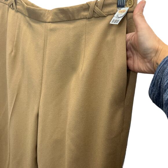 Talbots Petite Wool Pants Tan Size 16 Cuffed Hem Flat Front Belted Pockets Lined - Picture 7 of 12